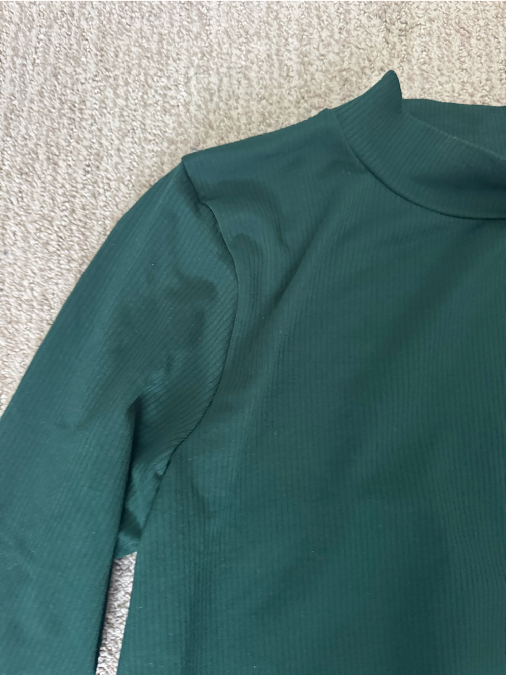 Athleta Forest Green Ribbed Mock Neck Long Sleeve Top
